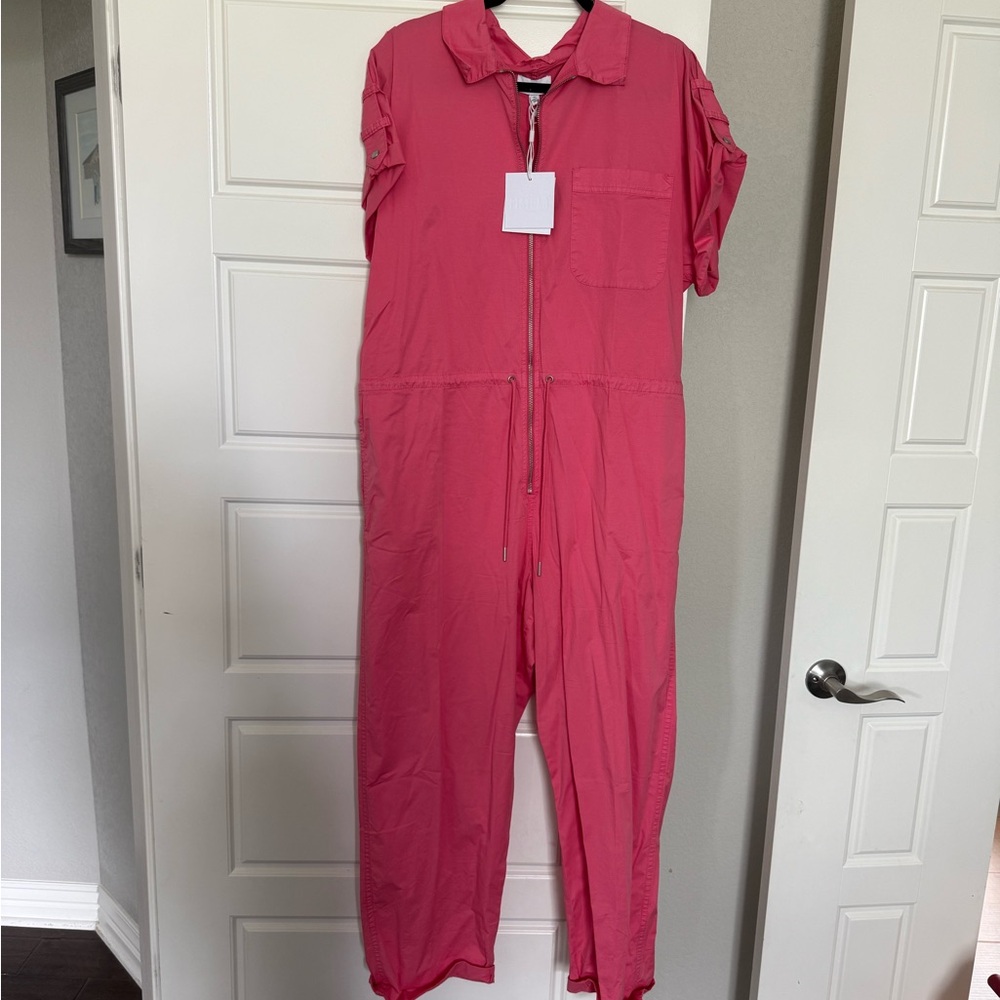 Pistola Pink Casual Jumpsuit with Short Sleeves